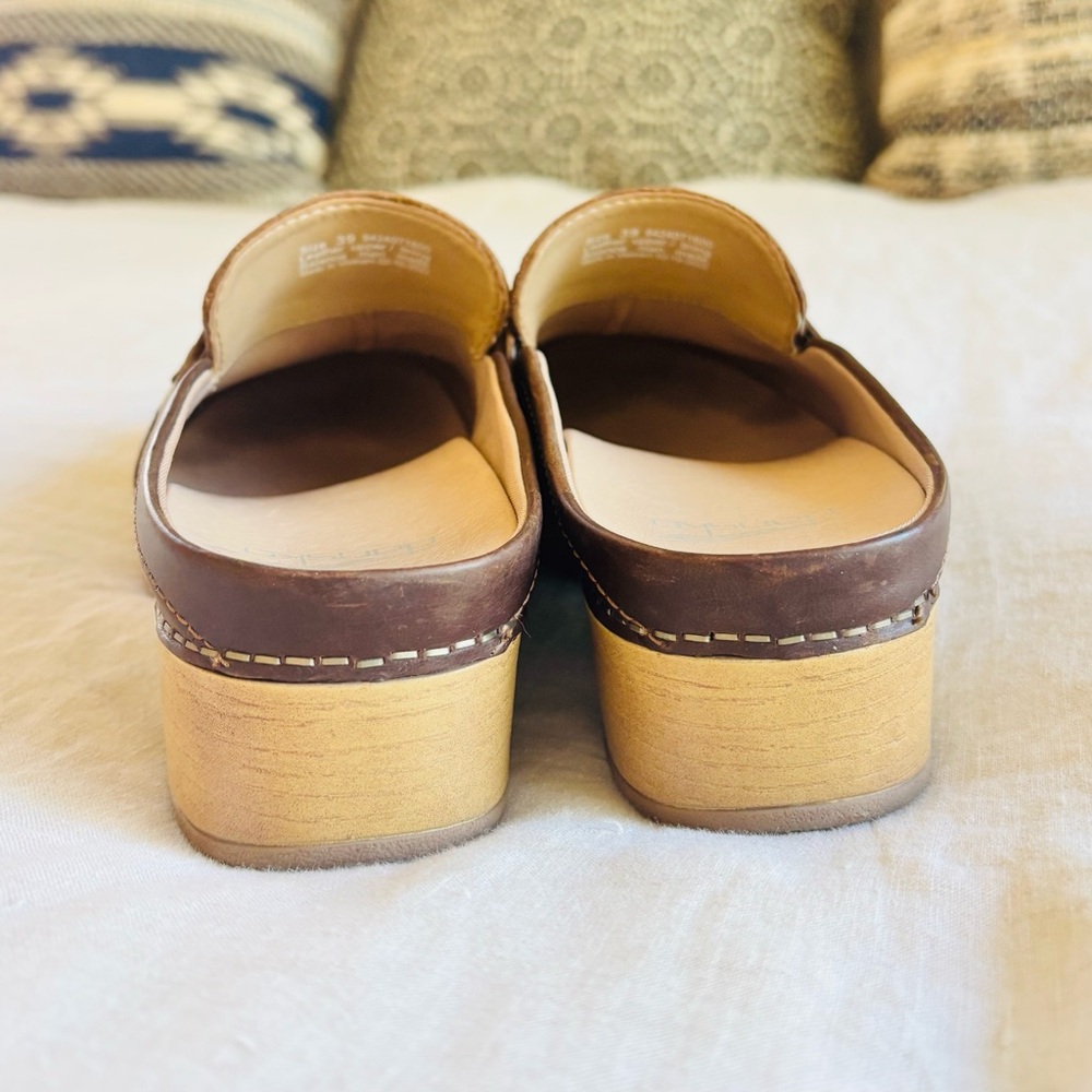 Dansko Brown Leather Clog Mules - Picture 4 of 10